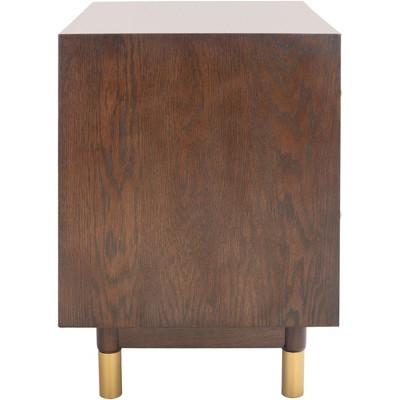 Justice Walnut & Black 2 Drawer Nightstand with Brass Accents