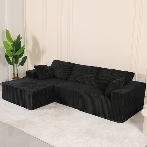 Cloud-Style Fabric L-Shaped Sectional Sofa with Pillow and Extended Chaise - 1 of 4