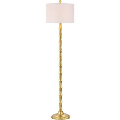 Aurelia Antique Gold Adjustable Floor Lamp with Off-White Shade