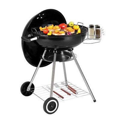 Winado Portable Charcoal Grill in Black with Wheels and Storage Holder