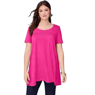 Roaman's Women's Plus Size Scoopneck Swing Ultimate Tunic - 42/44, Pink ...