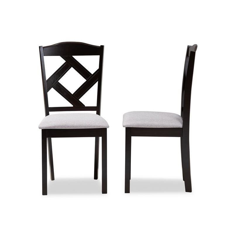 Set of 2 Ruth Espresso Finished Dining Chair Gray/ Brown - Baxton Studio: Modern Upholstered, Solid Rubberwood, 6 of 9