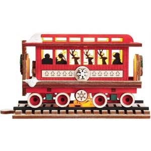 Old World Christmas Ginger Cottages Wooden Ornament, Passenger Car Elves - 1 of 3