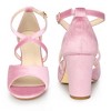 Perphy Women's Criss Cross Strap Faux Velvet Open Toe Block Heel Sandals - 2 of 4