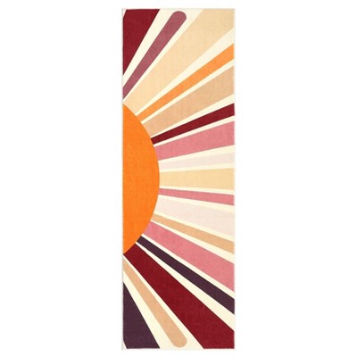 Washable Modern Colorful Rug Non Slip Low Pile Rug Soft Sun Accent Throw Floor Cover Foldable Indoor Carpet for Living Room Bedroom Playroom