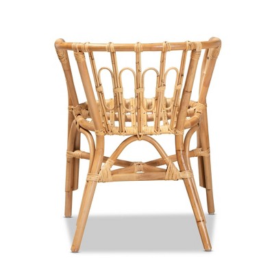 Bali Charm Luxio Low Brown Leather & Rattan Arm Chair