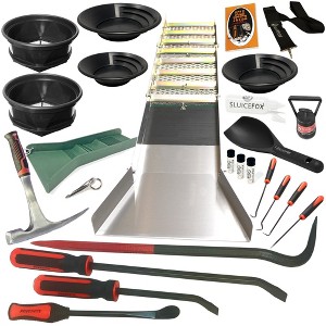 Complete Gold Mining Kit; Folding 50 inch Gold Sluice Box; Rock Pick Hammer; Gold Classifiers; Pay Dirt Scoop; Crevice Tools - 1 of 4