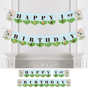 Big Dot of Happiness 1st Birthday Woodland Creatures - First Birthday Party Bunting Banner - Party Decorations - Happy 1st Birthday - 1 of 4