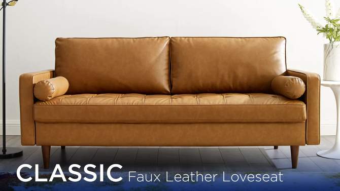Valour Upholstered Faux Leather Sofa Tan - Modway, 2 of 9, play video