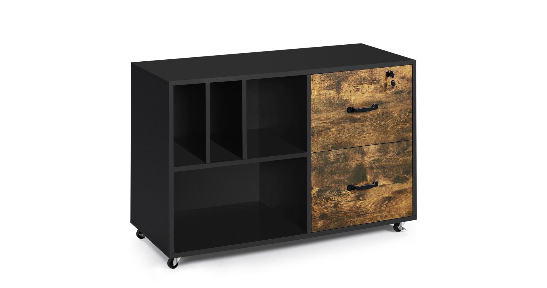 Yaheetech Mobile Letter Size Rolling File Cabinet With Drawers and Storage Shelves for Home Office
