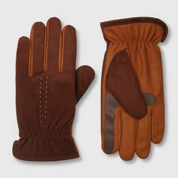 Isotoner Men's Handwear Gathered Wrist Microsuede Gloves