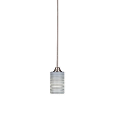 Toltec Lighting Paramount 1 - Light Pendant in  Brushed Nickel with 4" Gray Matrix Shade