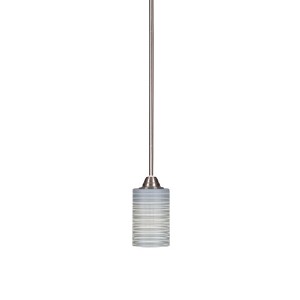 Toltec Lighting Paramount 1 - Light Pendant in  Brushed Nickel with 4" Gray Matrix Shade - 1 of 1
