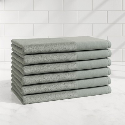 Ultra-Soft Cotton and Modern Linen-Like Border Bath Towels - Great Bay Home