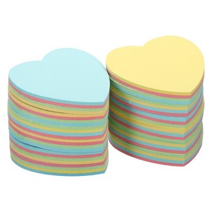 Unique Bargains Heart Shape Bright Colorful Sticky Notes 100 Sheets/Pad - 1 of 4