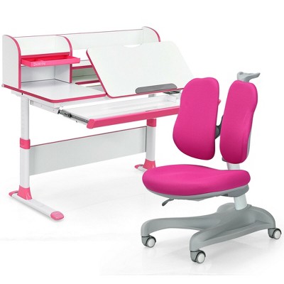 Height Adjustable Kids Study Desk and Chair Set - Costway