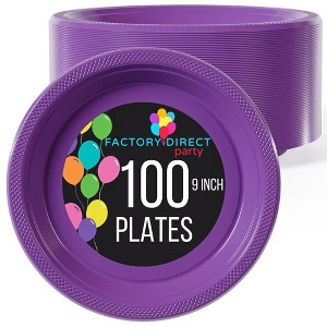 Exquisite Disposable Plastic Dinner Plates- 100 Count - 1 of 4
