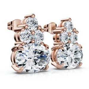Pompeii3 Certified 5Ct Oval Diamond Studs 14k Gold Lab Created FG/VS - 1 of 2