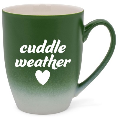 Elanze Designs Cuddle Weather Two Toned Ombre Matte Green and White 12 ounce Ceramic Stoneware Coffee Cup Mug