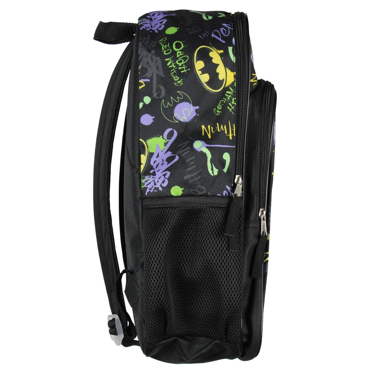 DC Comics Batman Backpack Gotham City Superhero Rubber Bat Symbol Kids School Travel Backpack Black - thumbnail 4