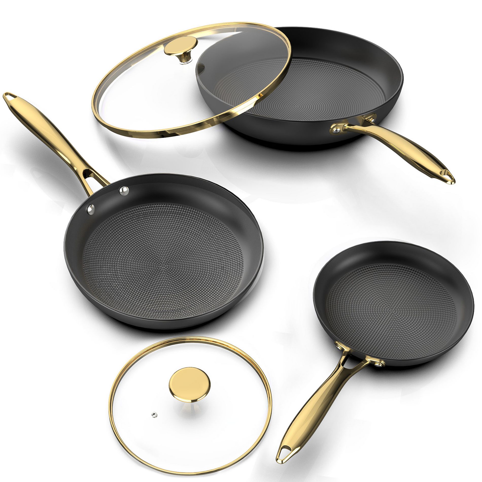 Imarku Professional Frying Pan Set, 3pcs-8&10&12 Inch Non Stick Frying Pans with Lid, Dishwasher&Oven Safe, Free-PFOA&PFAS, Kitchen Essentials