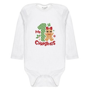 Everyday Kids Christmas Collection My First Christmas Gingerbread Girl Baby Onesie – Graphic Bodysuit. - 1 of 4