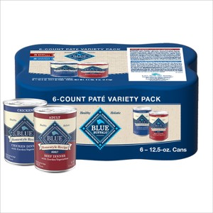 Blue Buffalo Homestyle Recipe Chicken & Beef Pate Wet Dog Food Variety Pack for Adult Dogs with Whole Grain - 12.5oz/6ct - 1 of 4