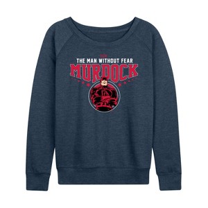 Women's - Marvel - Daredevil Murdock Lightweight French Terry Wide Neck Long Sleeve Graphic Shirt - 1 of 4