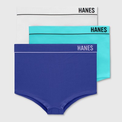 Hanes Womens 2XL/9 Cool Dri Boy Briefs 3 Piece Cotton Underwear