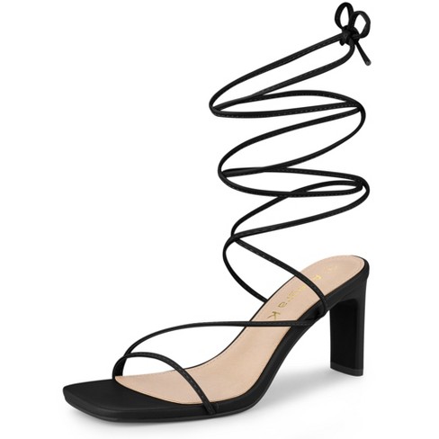 Allegra K Women's Lace Up Strappy Block High Heel Sandals : Target
