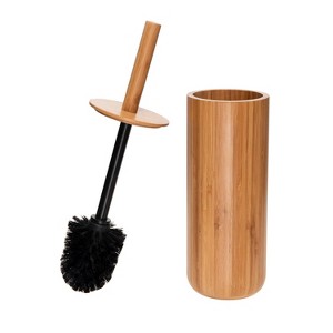 Bergen Rounded Bamboo Toilet Bowl Brush Brown - Bath Bliss - 1 of 4