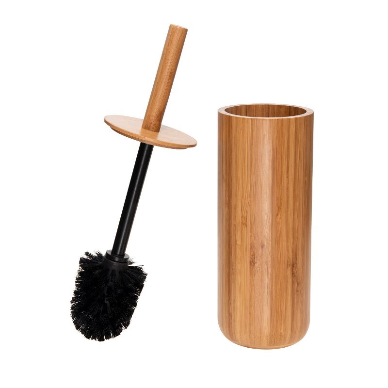 Bergen Rounded Bamboo Toilet Bowl Brush Brown - Bath Bliss, 1 of 6