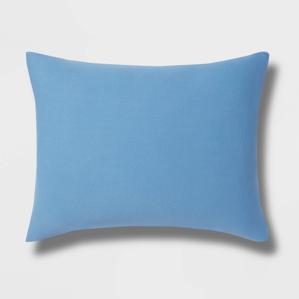 Photos - Pillowcase Standard Jersey Solid Comforter Sham Blue - Room Essentials™