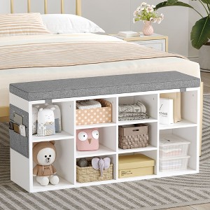 Acekool Shoe Bench with 10/5 Adjustable Shelves & Removable Cushion, Entryway Storage Organizer for Bedroom, Hallway - 1 of 4