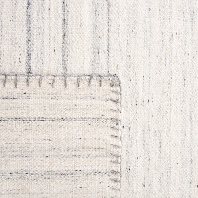 Handmade Beige and Light Grey Wool Flat Woven Rug, 5' x 8'
