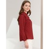 Allegra K Women's Vintage Ruffle Stand Collar Long Sleeves Polka Dots Blouse - 4 of 4