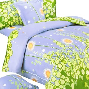 Slickblue Dandelion Print Duvet Cover Set, 14" Deep Pocket Sheet, Zipper Closure Duvet Cover, Twin/King, Blue - 1 of 3