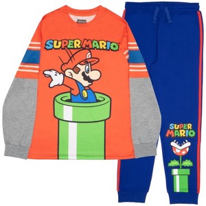 Super Mario Big Boys 2-Piece Long Sleeve T-Shirt and Jogger Pants Set - 1 of 4