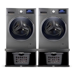 Ivation Wooden Laundry Pedestal (Charcoal) for Washer & Dryer, 33.86"x29.92" Universal Fit - 1 Pack - 1 of 4