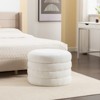 VisioGear Round Storage Ottoman, Velvet Fabric Storage Round Ottoman Footstool with Wooden Shelving, Ivory, 22.44"*22.44"*16.14" - 4 of 4