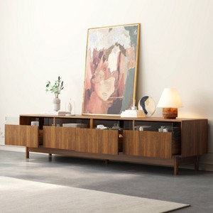 KWPZQEB Mid Century Modern TV Stand for TVs up to 85 Inch, Entertainment Center with 3 Drawer, Media Console Table for Living Room - 1 of 4