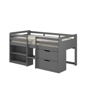 TiramisuBest Fabiana Gray Finish Twin Loft Bed W/Storage - Gray Synthetic Design - 1 of 4
