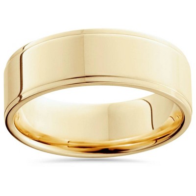 Pompeii3 Flat Step Cut Wedding Band 14K Yellow Gold