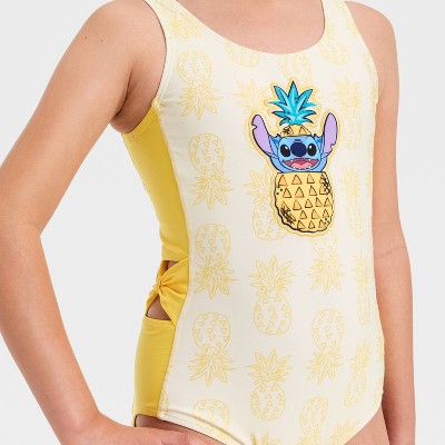 Disney Girls' Disney Stitch One Piece Swimsuit - Yellow 7-8 — фото 2
