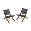 Set of 2 Folding Outdoor Lounge Chairs with Woven Straps and Acacia Wood Frame,Portable Patio Chairs–Maison Boucle - 4 of 4