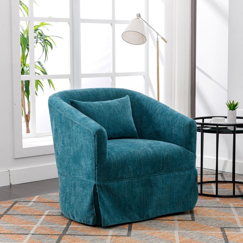 360° Swivel Linen Upholstered Armchair - ModernLuxe, 3 of 13