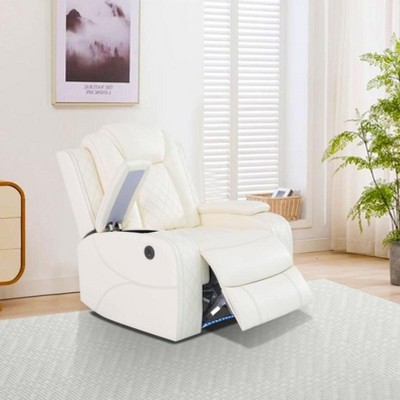DOMETOUR White Breathing Leather Living Room Recliner Chair
