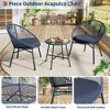 3 Pieces Outdoor Acapulco Chair Patio Bistro Set, All-Weather Acapulco Chairs with Glass Top Table, Modern Patio Conversation Chairs Set of 2 - 3 of 4