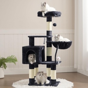 Cat Tower Condo for Indoor Cats, Cat House with Padded Plush Perch, Cozy Hammock - 1 of 4