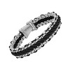Steeltime Men's stainless steel and black cord twist bracelet - 2 of 4